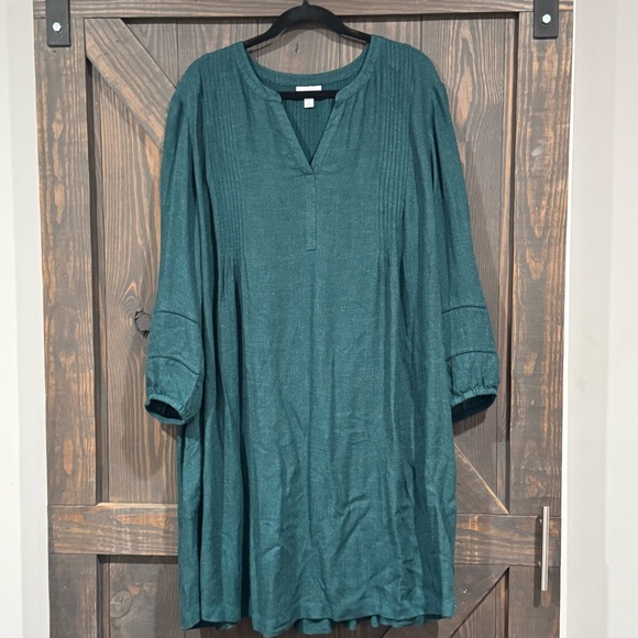 J Jill Women’s Dress Boho Lagenlook Artsy Minimalist Beachy Lightweight Green 2X - Picture 1 of 7